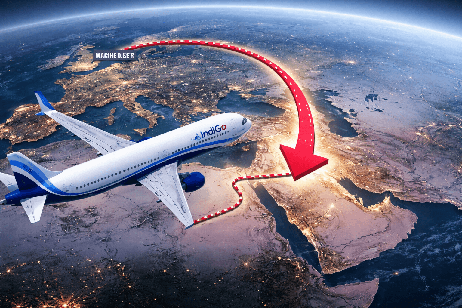 IndiGo Delhi–Manchester Flight Turns Back Mid Air After West Asia Airspace Curbs