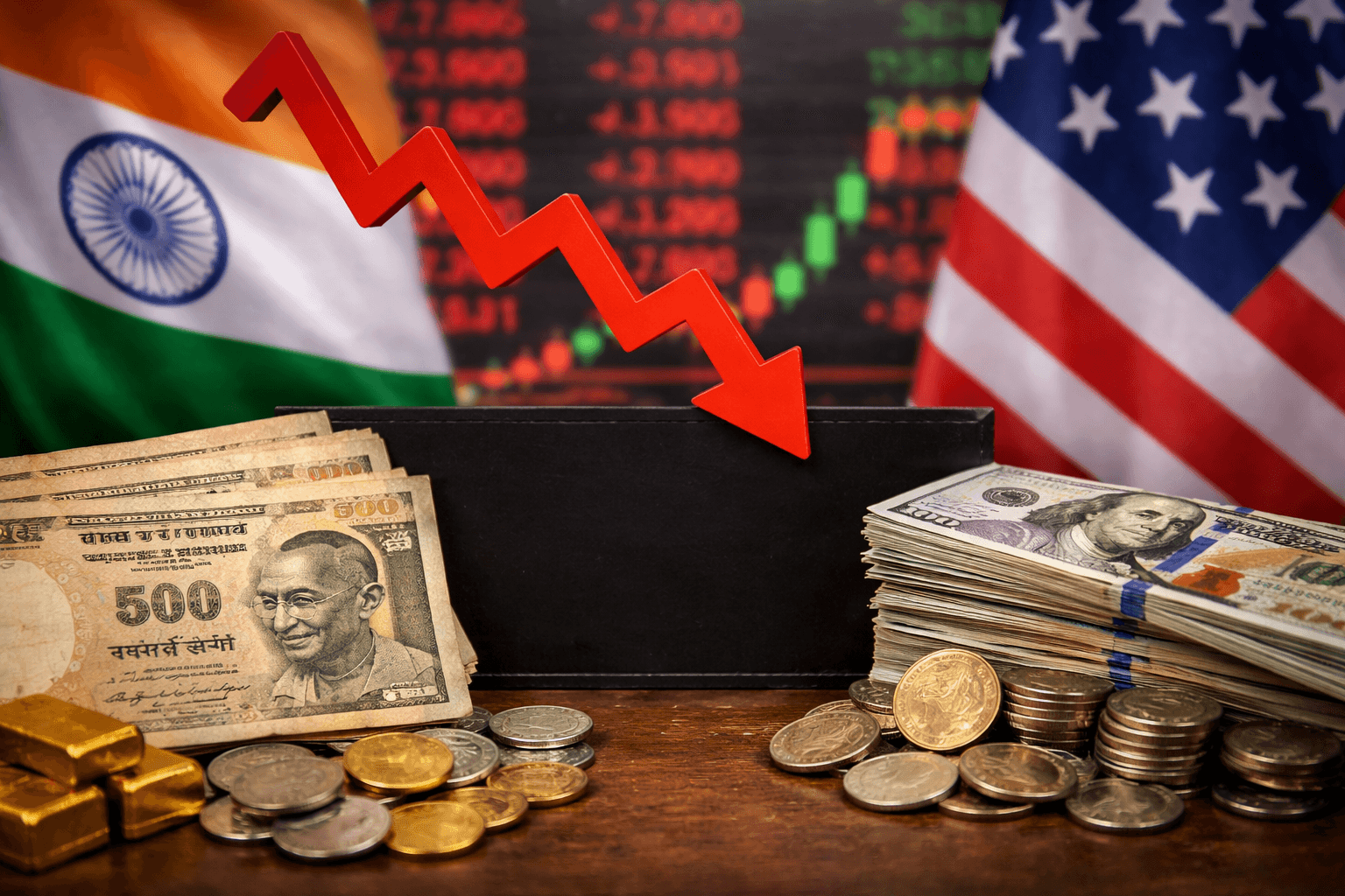 Rupee hits record low past 95 against US dollar level